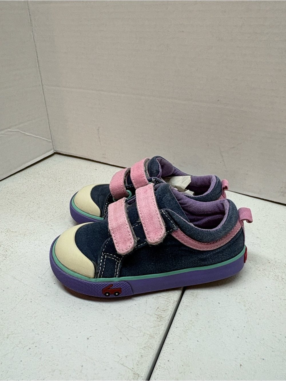 See Kai Run Navy, Pink & Purple Velcro Kids Sneakers